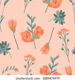 Patrón sin soldadura floral para impresión, textil, tela, indumentaria. El fondo moderno y estilizado con flores.