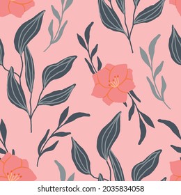 Floral seamless pattern for print, textile, apparel design, wallpaper. Stylized flower background. Spring- summer botanical pattern.
