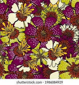 Floral seamless pattern. Print for textiles, packaging. Vector illustration.