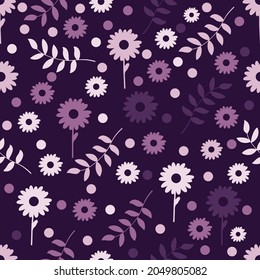 Floral seamless pattern in purple background