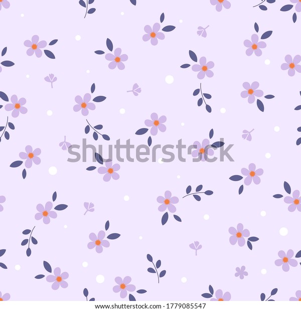 Floral Seamless Pattern Purple Daisy Flower Stock Vector Royalty Free