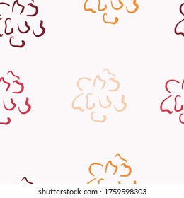 Floral seamless pattern with random colourful shapes and silhouettes of flowers in gentle colors. Pink, orange, bordo, mustard, pastel. Modern textile, branding, packaging.