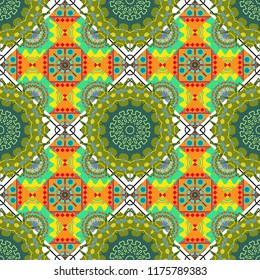 Floral seamless pattern. Red, black and blue background with flowers pattern.