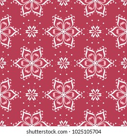 Floral seamless pattern. Red colored background for wallpapers, textile and fabrics