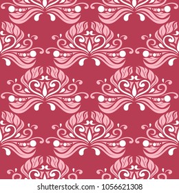 Floral seamless pattern. Red colored background for wallpapers, textile and fabrics