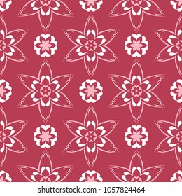 Floral seamless pattern. Red colored background for wallpapers, textile and fabrics