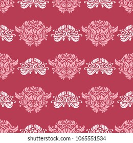 Floral seamless pattern. Red colored background for wallpapers, textile and fabrics