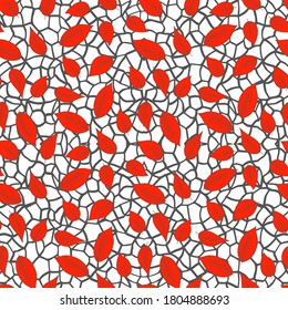 Floral seamless pattern with red exotic leaves on white background. Tropic branches. Fashion vector stock illustration for wallpaper, posters, card, fabric, textile.
