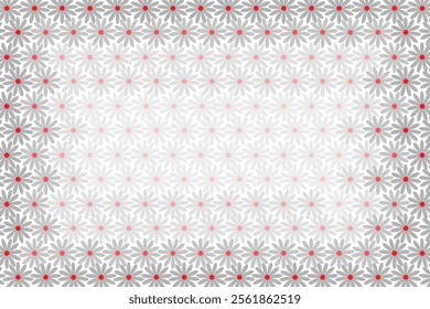 Floral seamless pattern with red and grey color palette doodle design on white background vector illustration with copy space