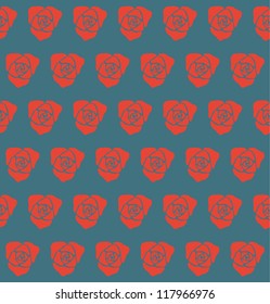 Floral seamless pattern with red roses on grey