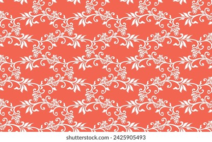 Floral seamless pattern. Red and white element. Fabric for ornament, wallpaper, packaging, vector background.