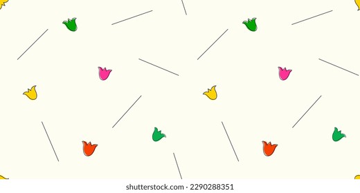 Floral seamless pattern with repeated flowers. Abstract modern hand drawn ornament background