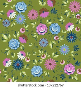 Floral seamless pattern. Retro background