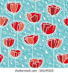 Floral Seamless Pattern in Retro Style