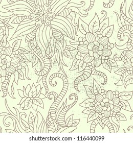 Floral seamless pattern in retro style. 10 eps vector illustration