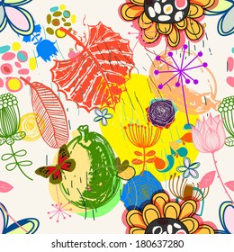 Floral seamless pattern in retro style