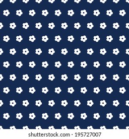 Floral seamless pattern in retro style. Small flowers on a dark blue background. Vector.