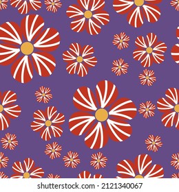 Floral seamless pattern in retro style. Modern print for fabric, textiles, wrapping paper. Vector illustration