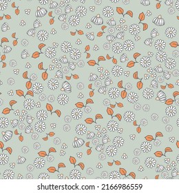 Floral seamless pattern in retro style. Hand drawn blossom vintage texture. Great for fabric, textile, wallaper. Vector illustration