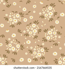 Floral seamless pattern in retro style. Hand drawn blossom vintage texture. Great for fabric, textile, wallaper. Vector illustration