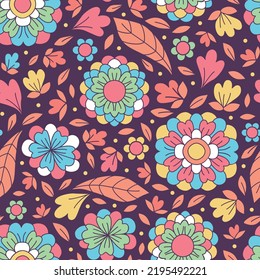 Floral seamless pattern in retro style. Vector illustration. Trendy design for any purpose.