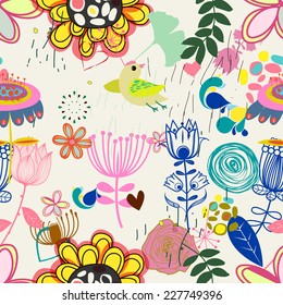 Patrón floral sin fisuras en estilo retro