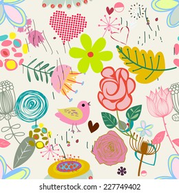 Floral seamless pattern in retro style