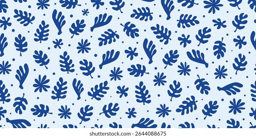  Floral seamless pattern retro style aesthetic abstract flower plants leaf ornamental decorative vector fabric paper print texture