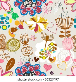 Floral seamless pattern in retro style