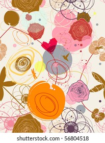 Floral seamless pattern in retro style