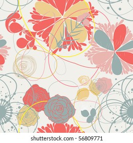 Patrón floral sin fisuras en estilo retro