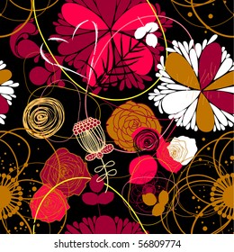 Floral seamless pattern in retro style