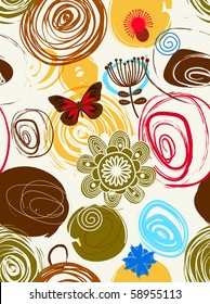 Floral seamless pattern in retro style
