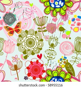 Floral seamless pattern in retro style