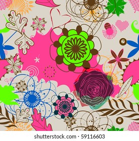 Floral seamless pattern in retro style