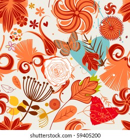 Patrón floral sin fisuras en estilo retro