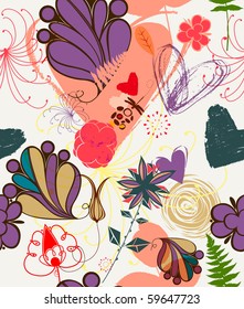 Patrón floral sin fisuras en estilo retro