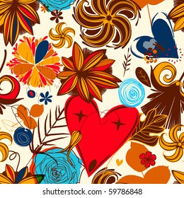 Floral seamless pattern in retro style