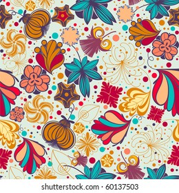 Floral seamless pattern in retro style