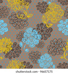 Floral seamless pattern in retro style