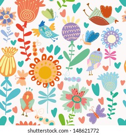 Floral seamless pattern. Retro vector background with beautiful flowers.Seamless pattern can be used for wallpaper, pattern fills, web page backgrounds, surface textures. Gorgeous floral background