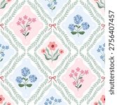 Floral seamless pattern, romantic damask wallpaper, spring summer background