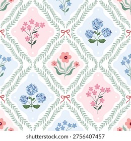 Floral seamless pattern, romantic damask wallpaper, spring summer background