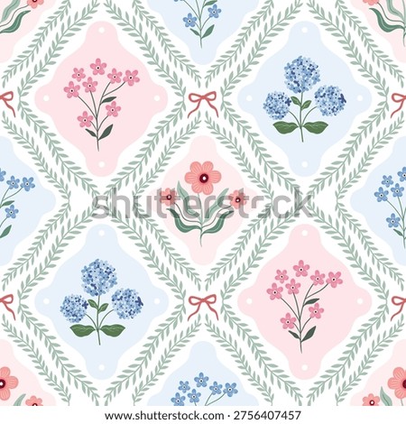 Floral seamless pattern, romantic damask wallpaper, spring summer background