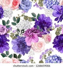 Floral seamless pattern -Romantic purple tone color