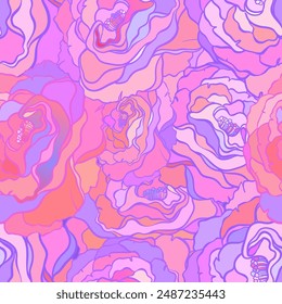 Patrón floral sin costuras. Fondo rosa. Patrón sin costuras con plantas dibujadas a mano. Vector. Fondo de hierbas. Ilustración botánica.