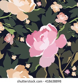 Floral seamless pattern with rose flower.Vector textile print.Textile texture