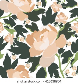 Floral seamless pattern with rose flower.Vector textile print.Textile texture