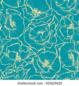 Floral seamless pattern. Rose outlines print