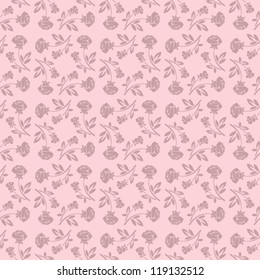 Floral seamless pattern with rose in pastel tones.